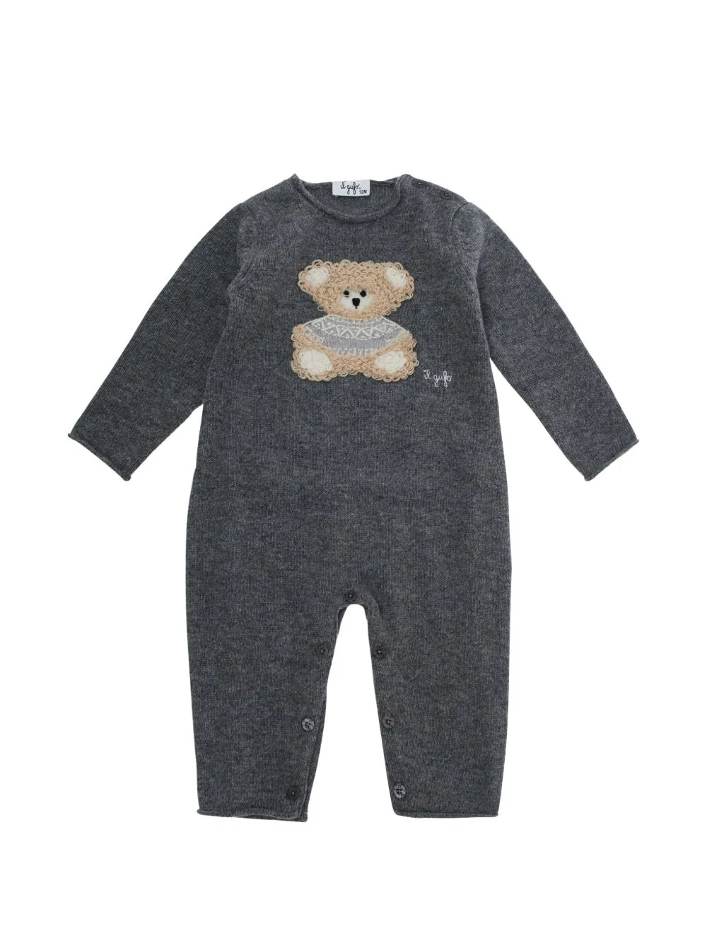 Teddy Bear-Embroidered Knitted Romper by Il Gufo
