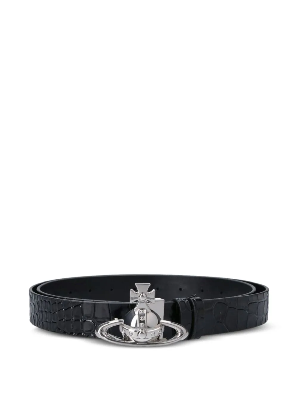 Orb-Buckle Crocodile-Effect Leather Belt by Vivienne Westwood