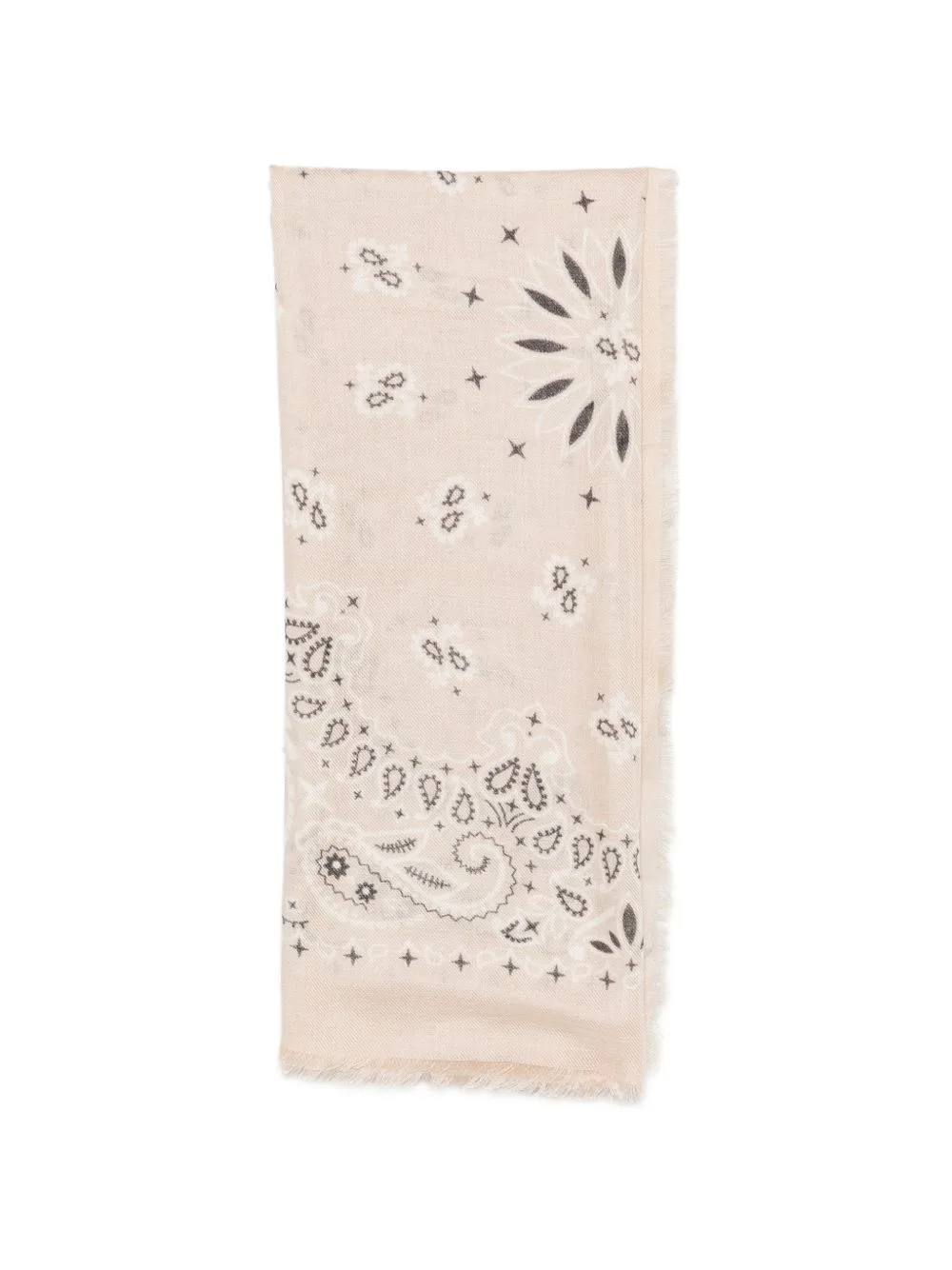 Foulard Maxi Bandana-Print Frayed Scarf
