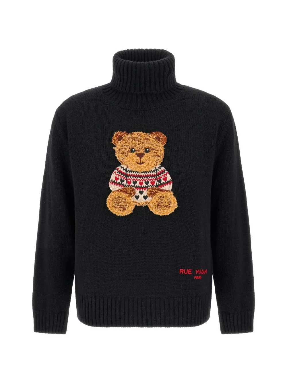 Bear-Patch Roll-Neck Sweater by RUE MADAM PARIS