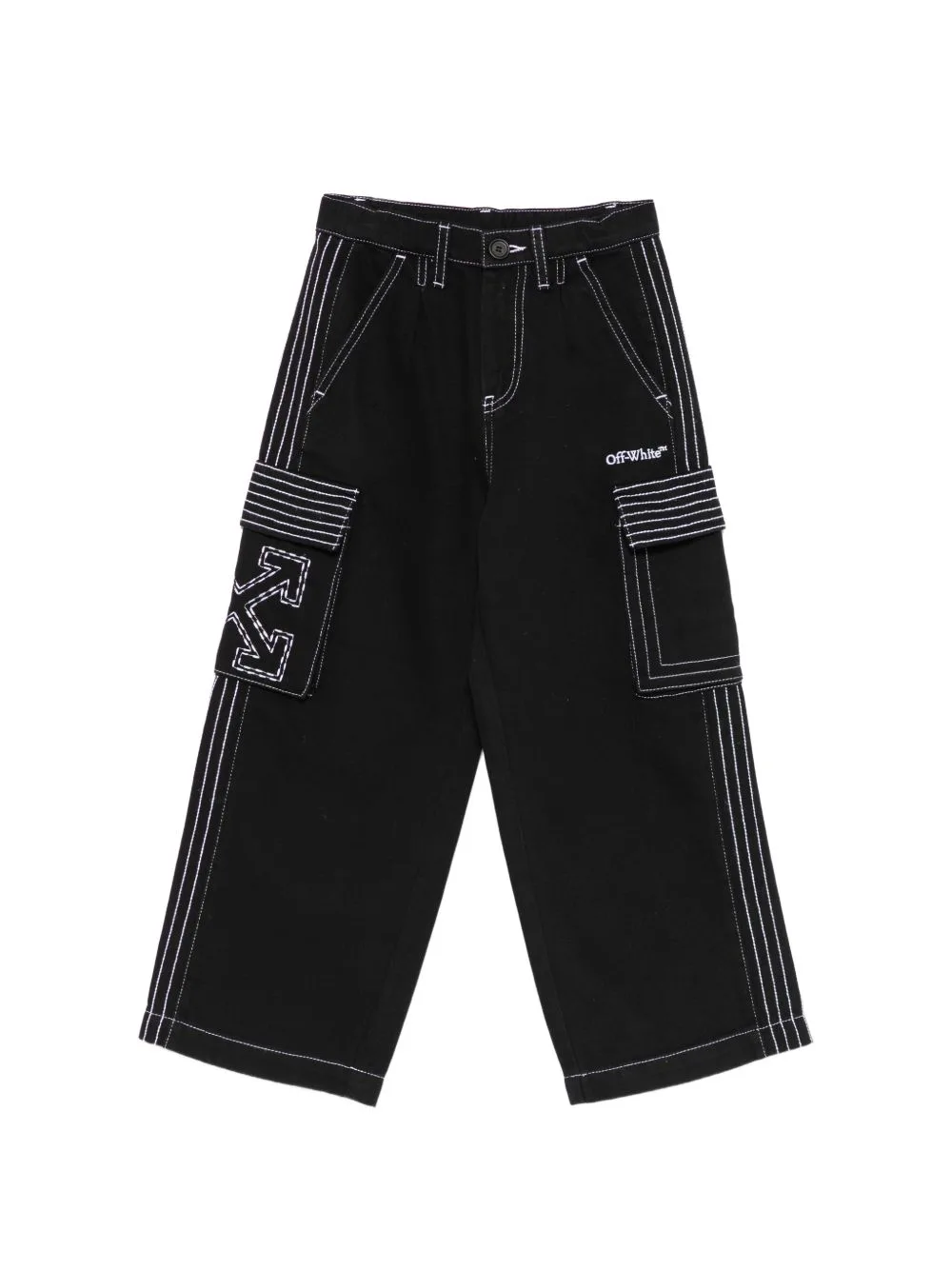 Arrows-Patch Contrast-Stitch Cargo Pants by Off-White Kids