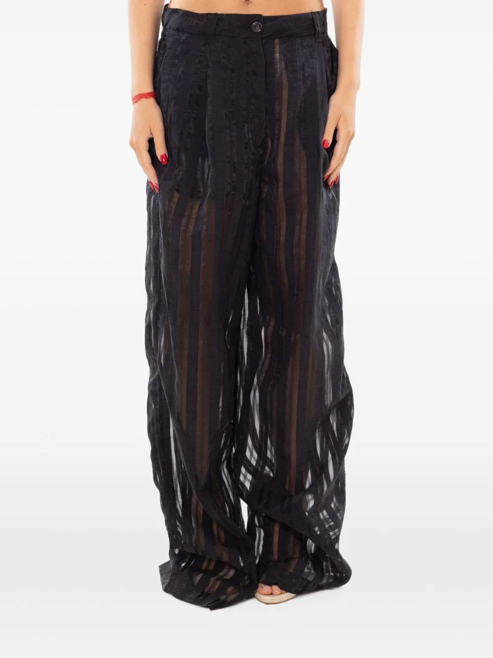 Chalk-Stripe Sheer Trousers by White Sand