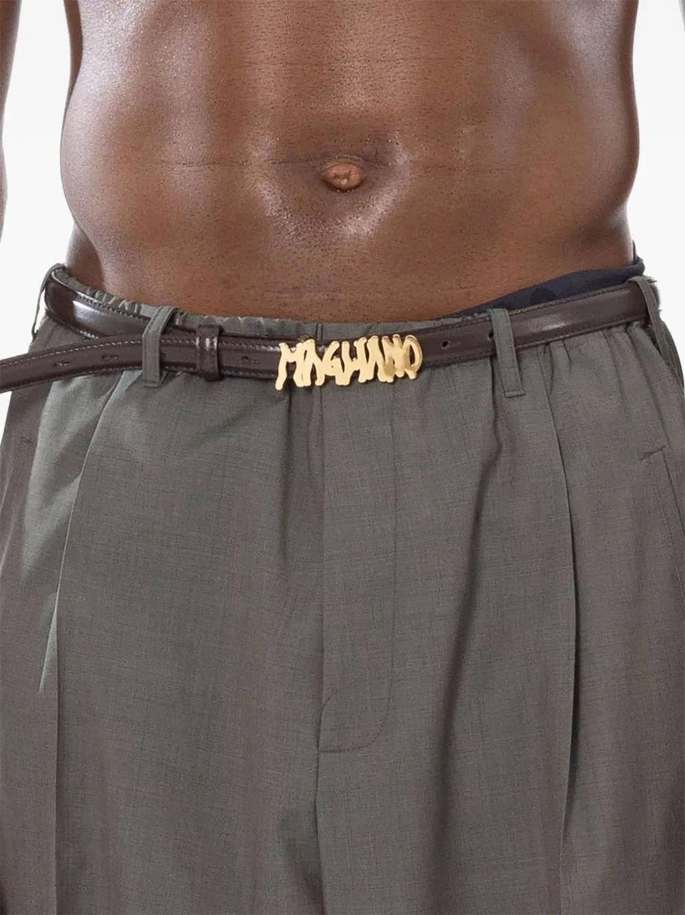 Logo-Plaque Slim Belt by Magliano