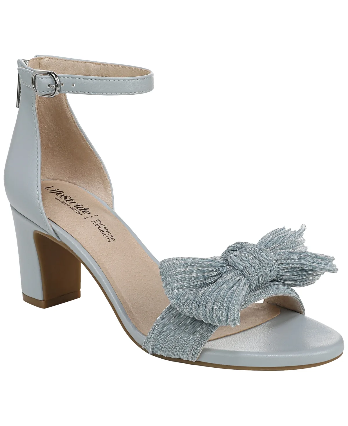 Florence-Bow Two Piece Block Heel Ankle Strap Sandals by Lifestride