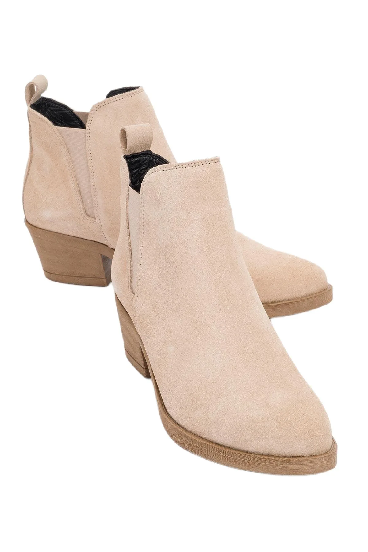 Dovena Leather Block Heel Ankle Boot by Forever & Always Shoes