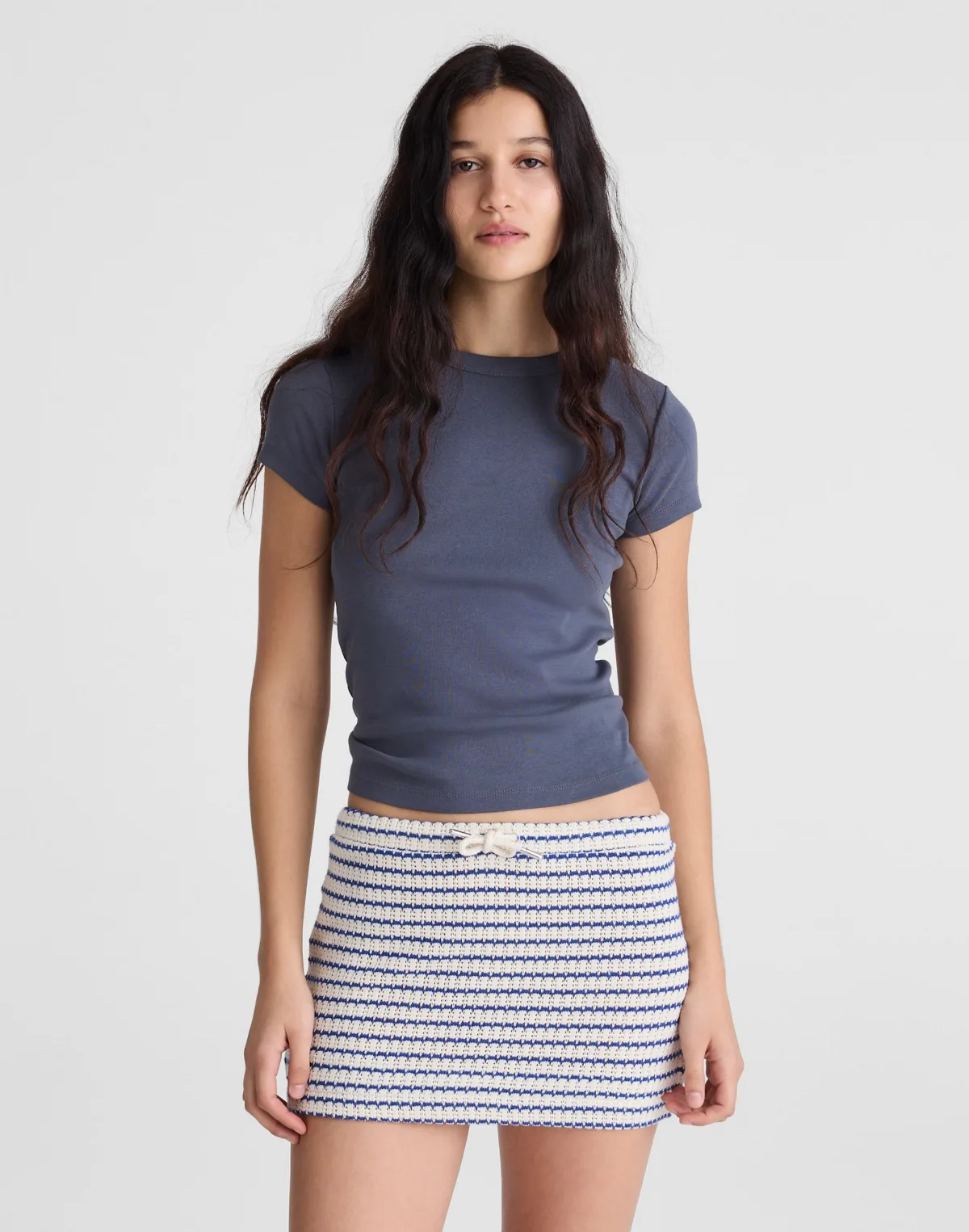Textured-Knit Drawstring Mini Skirt by MW