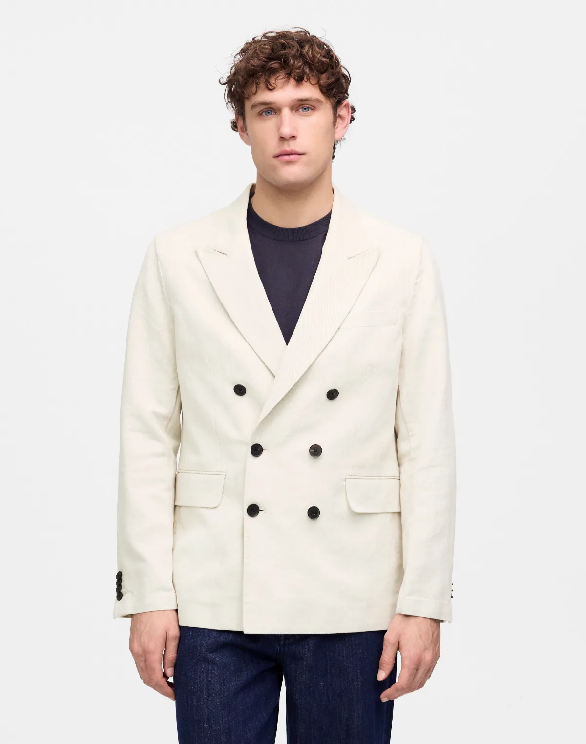 Double-Breasted Blazer in Cotton-Linen Blend by MW