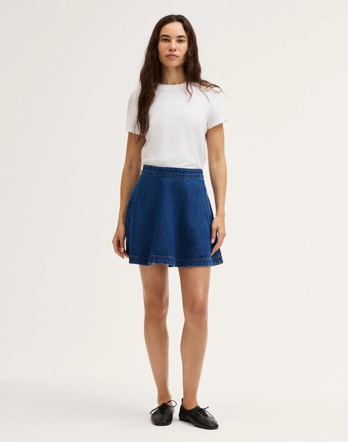 Flounce Mini Skirt in Airy Denim by MW