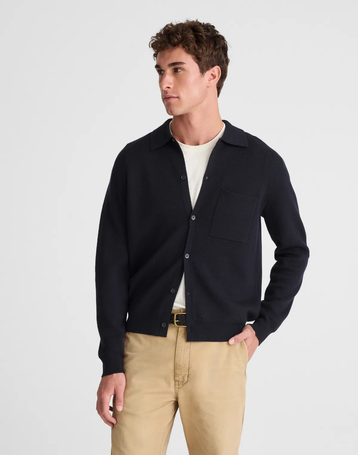 Collared Cardigan in Merino Wool