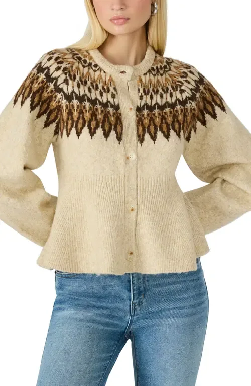 Kyndra Fair Isle Peplum Cardigan by Steve Madden