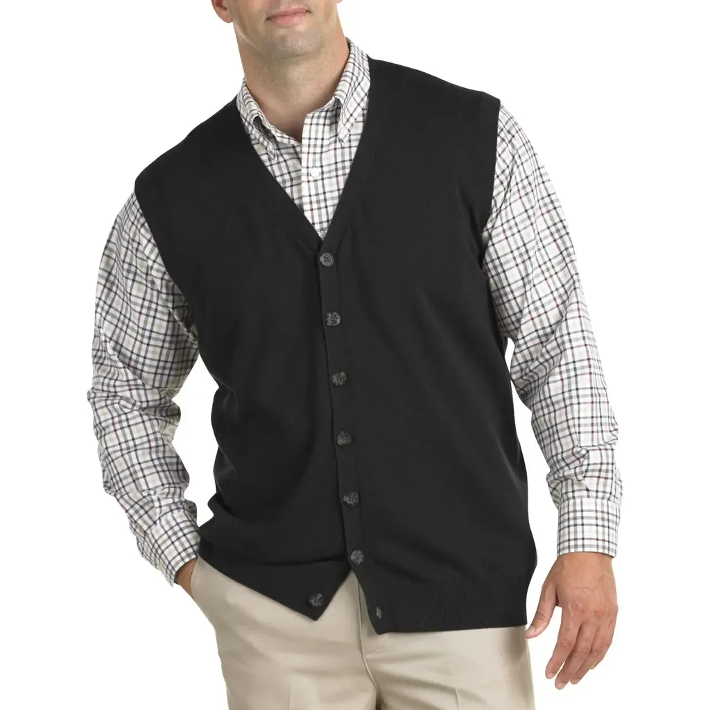 Button-Front Sweater Vest by Oak Hill by DXL