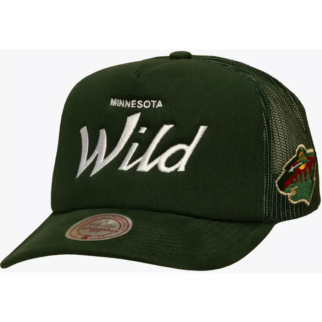 Mitchell & Ness Green Minnesota Wild Head Coach Trucker Adjustable Hat by Mitchell & Ness