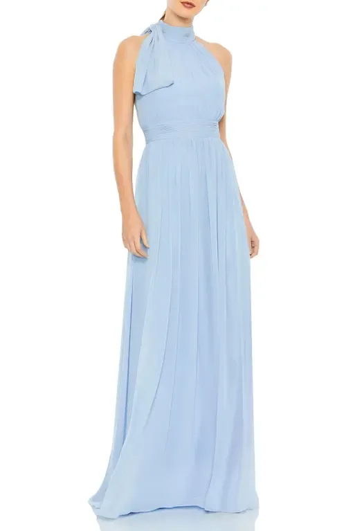 A Line Chiffon Halter Neck Evening Gown by Ieena for Mac Duggal
