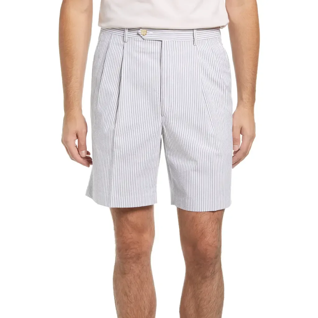 Pleated Seersucker Shorts