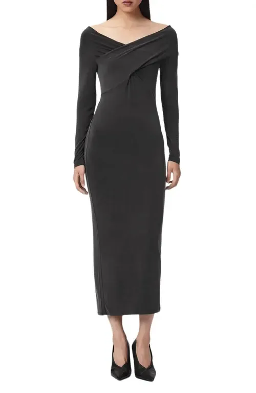 Delta Off the Shoulder Long Sleeve Maxi Dress by AllSaints