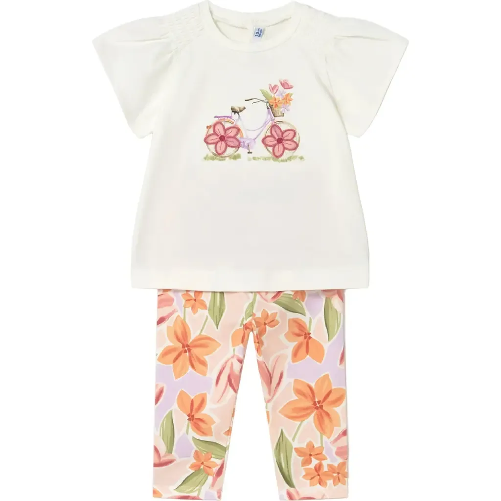 Graphic Top and Floral Legging Set by Mayoral