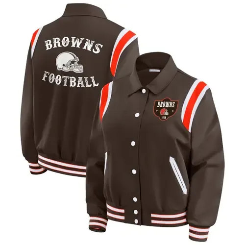 WEAR by Erin Andrews Cleveland Browns Varsity Lightweight Full-Snap Jacket by WEAR by Erin Andrews