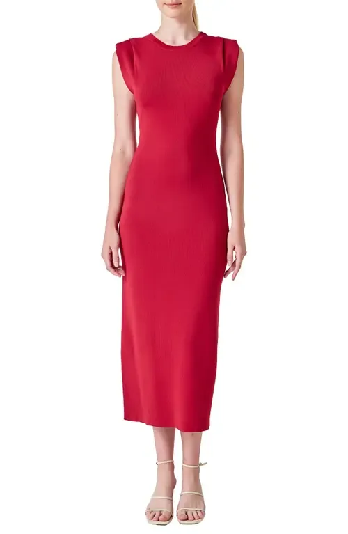 Pleated Shoulder Midi Sweater Dress by Endless Rose