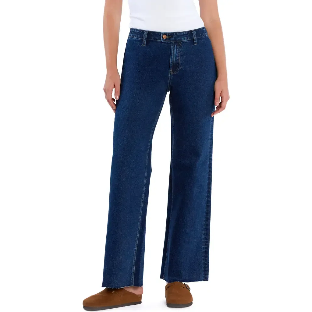 Flat Front Wide Leg Jeans