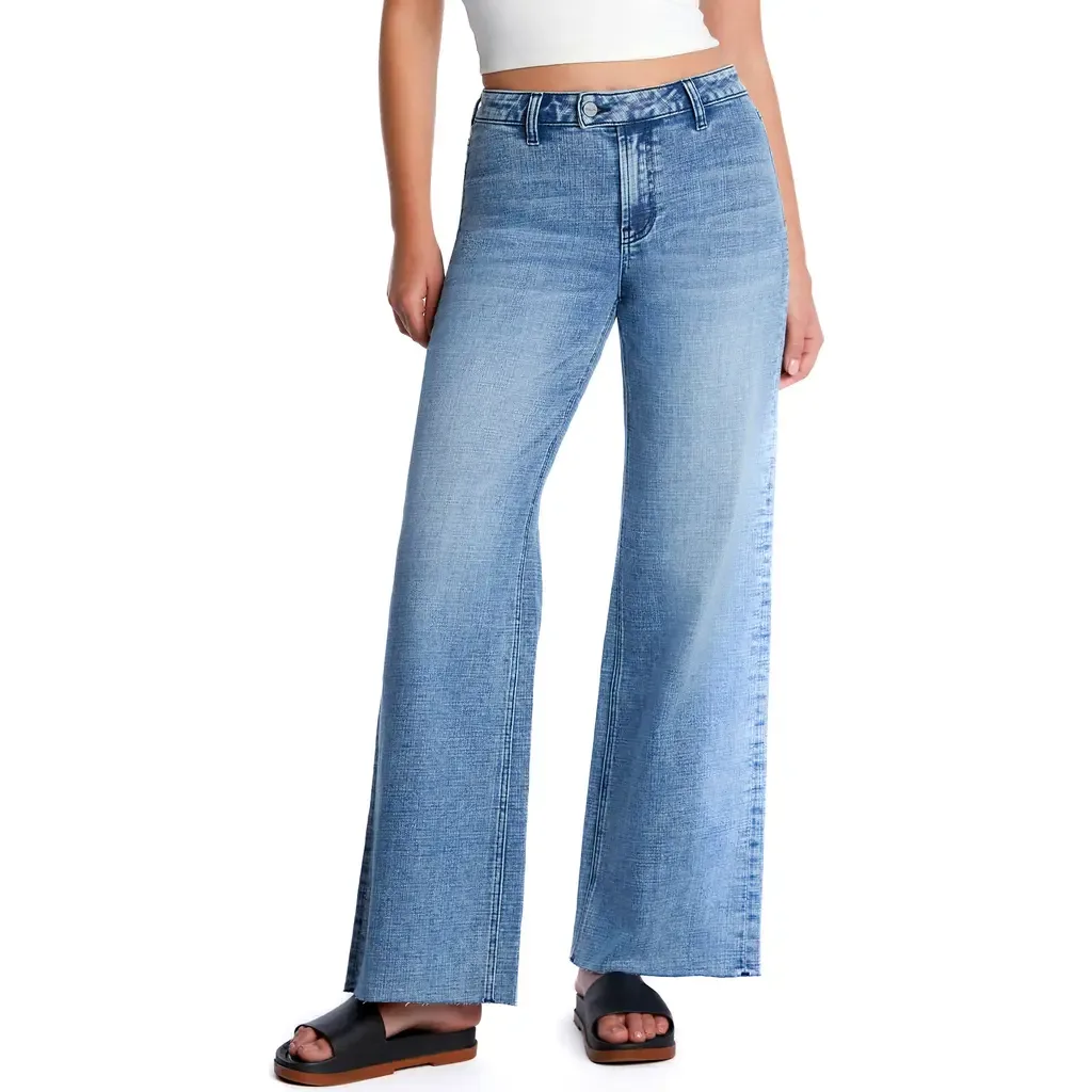 Flat Front Wide Leg Jeans by HINT OF BLU
