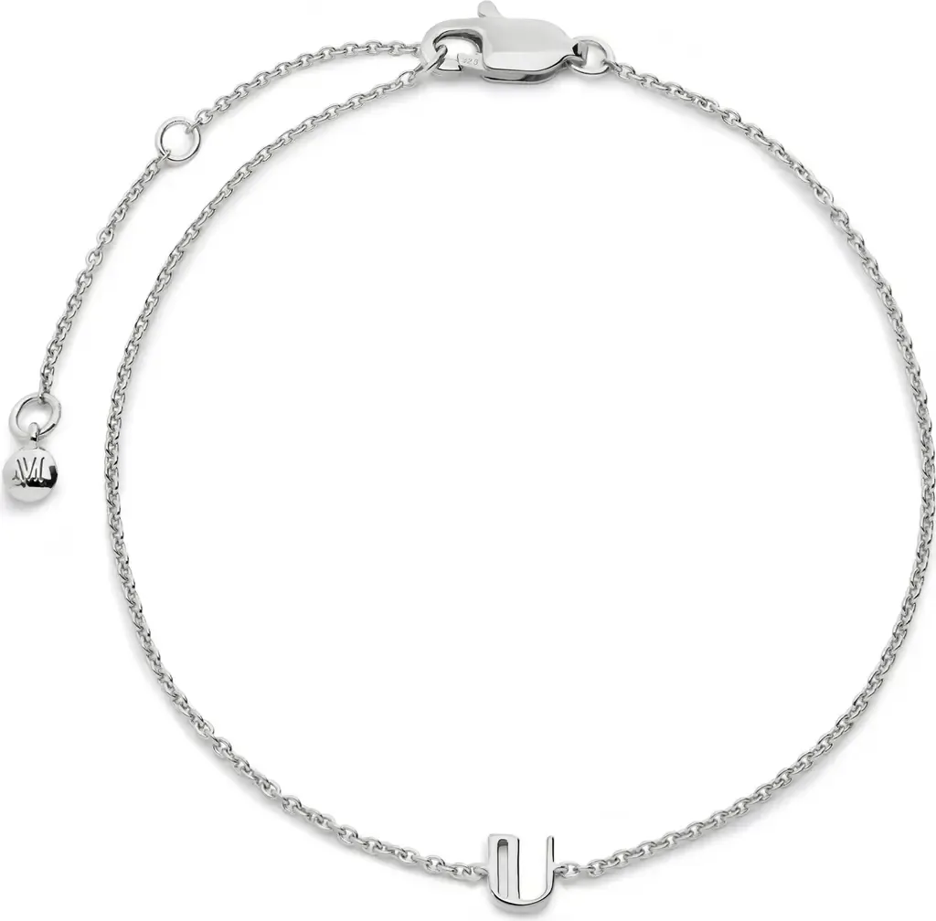 Initial Pendant Bracelet in Sterling Silver U by Monica Vinader