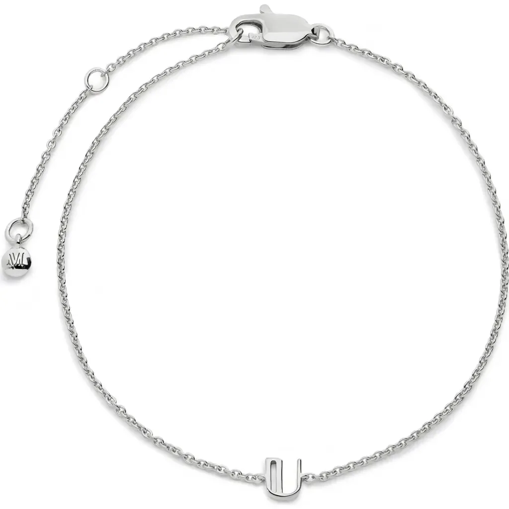 Initial Pendant Bracelet in Sterling Silver U by Monica Vinader