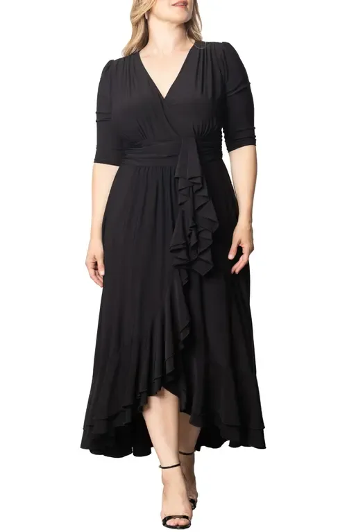 Veronica Ruffled High-Low Evening Gown by Kiyonna