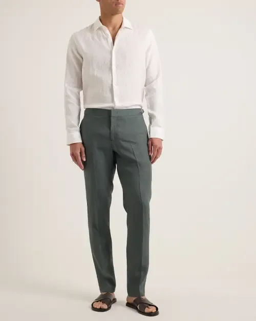 Justin Lino Relaxed Fit Classic Collar Italian Linen Shirt by Orlebar Brown