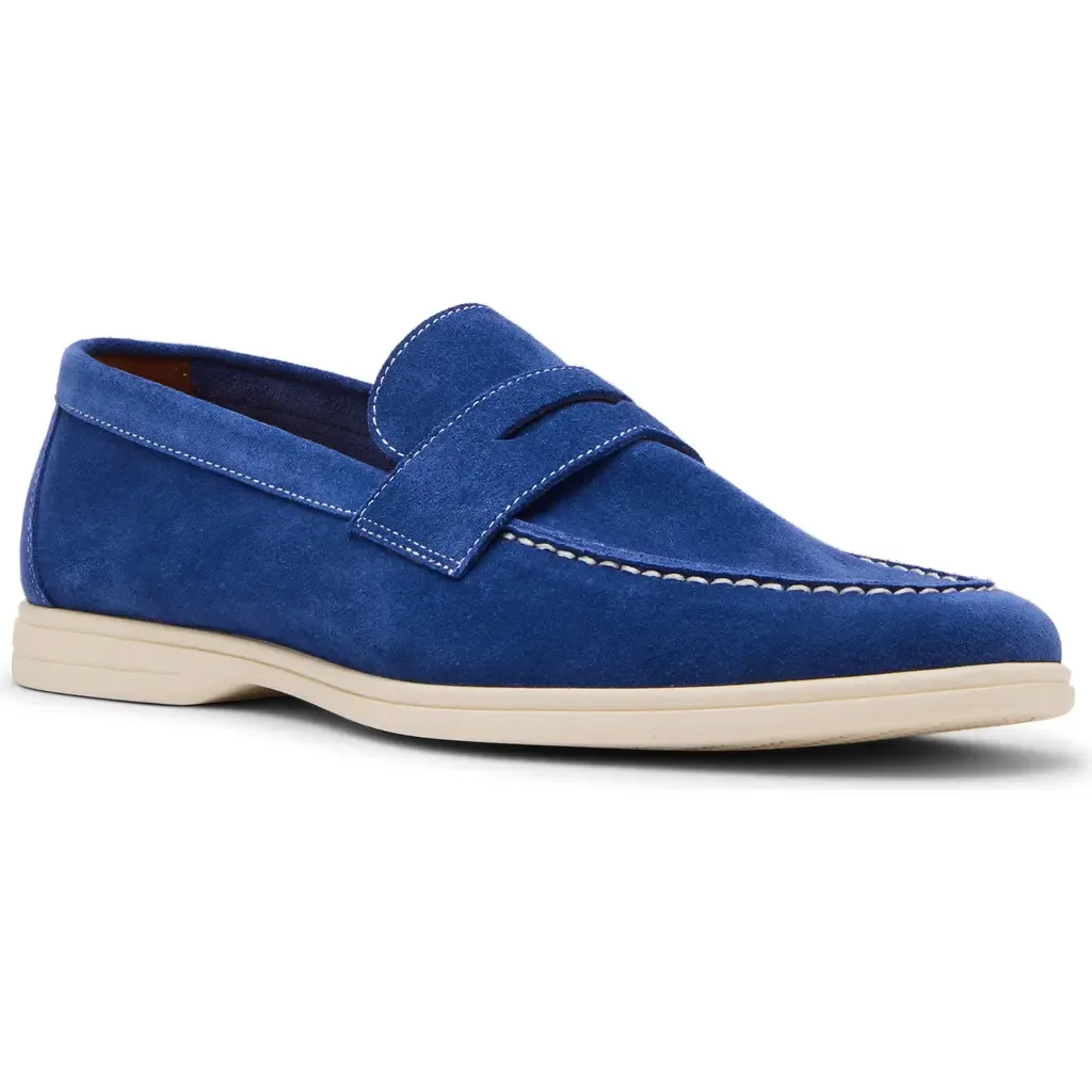 Laguna Penny Loafer in Blue Suede by Steve Madden