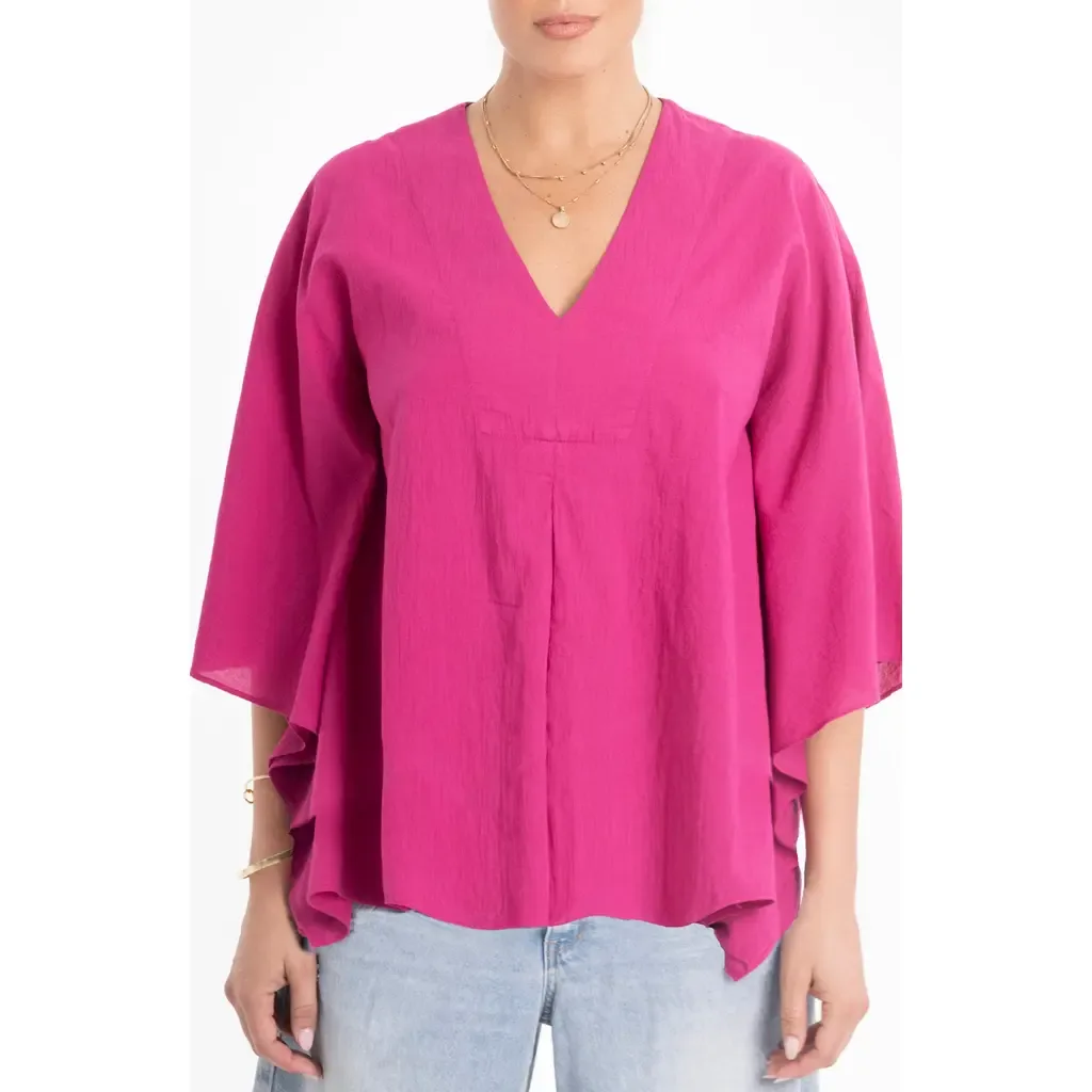 Butterfly Sleeve Cotton Caftan Top by ocean+main