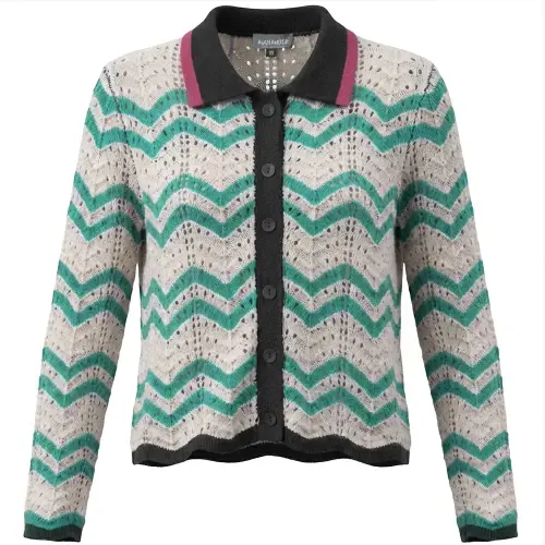 Crochet Striped Chenille Cardigan by Mademoiselle