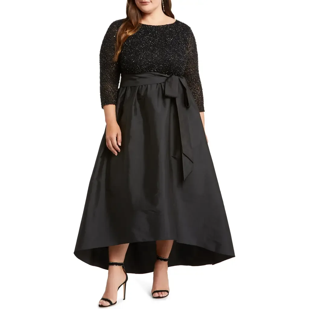 Sequin Bodice Taffeta Gown by Pisarro Nights