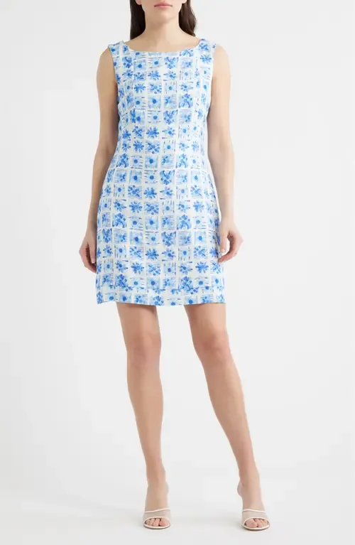 Tile Floral Print Sheath Dress