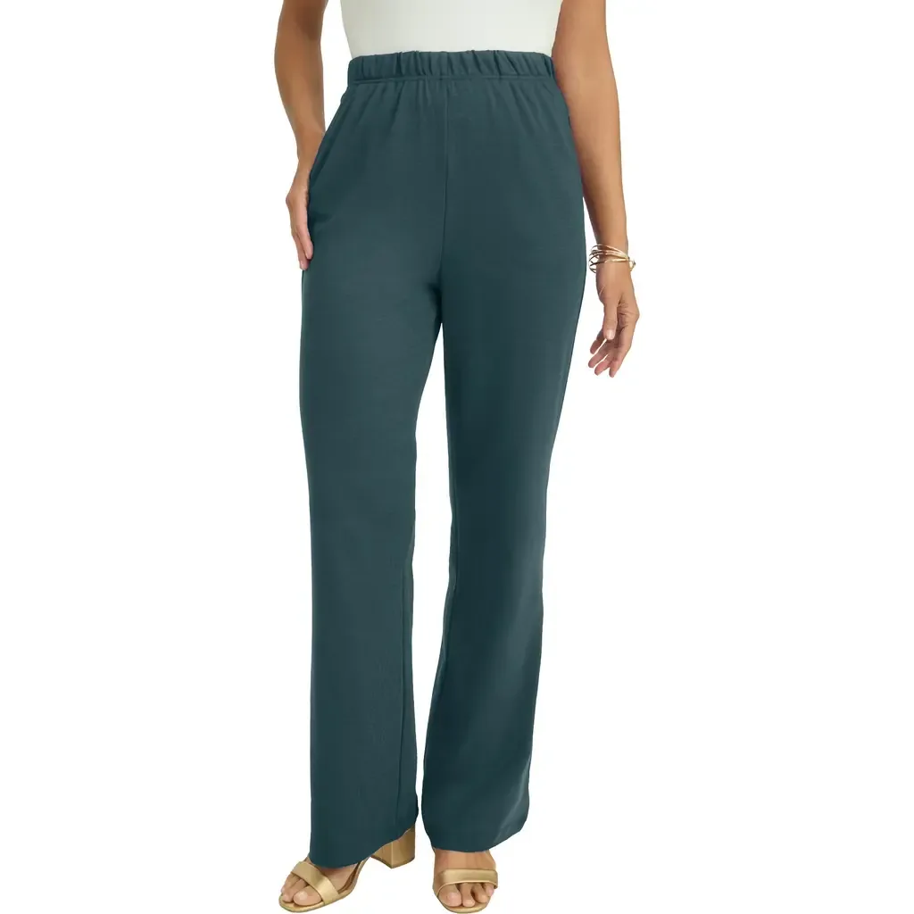 Soft Ease Cotton Knit Wide Leg Pant