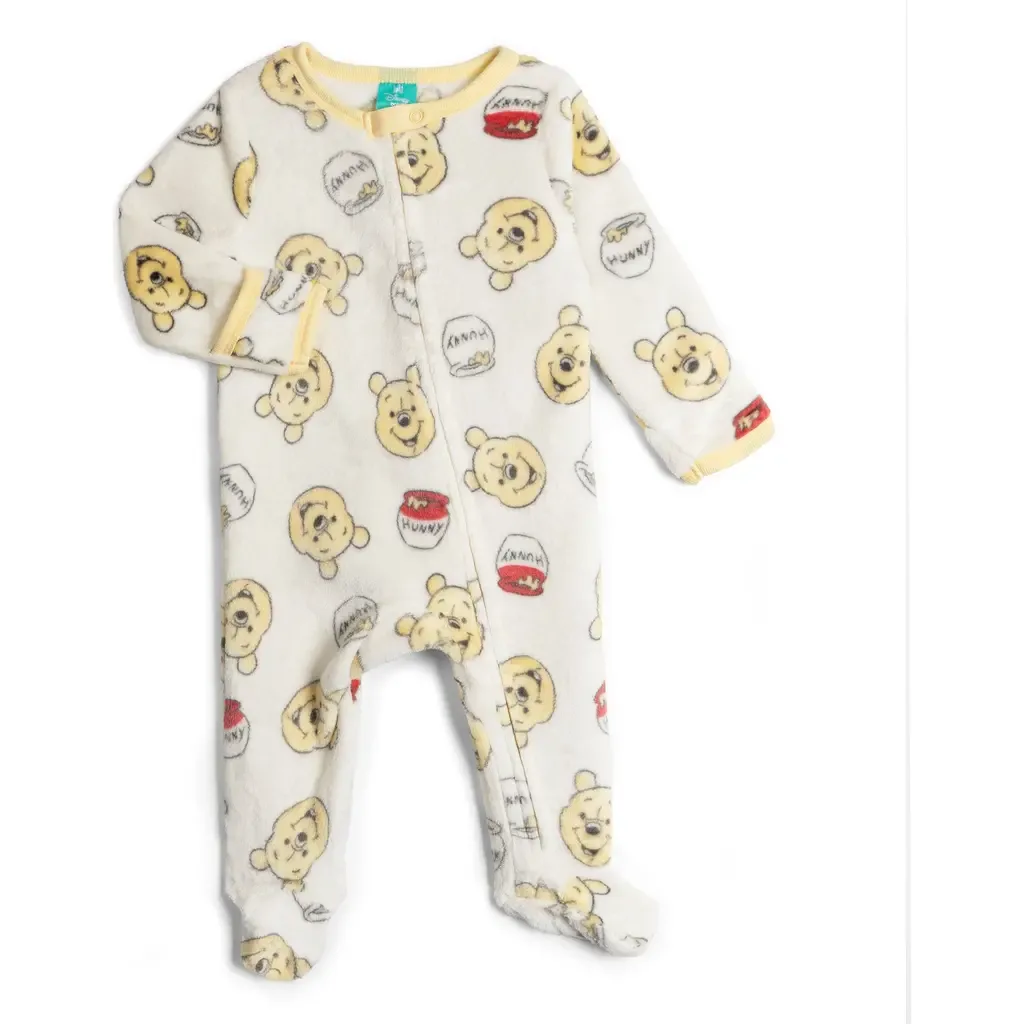 Winnie the Pooh Fleece Footed Sleep N' Play in Winnie Tusk Off White by Disney