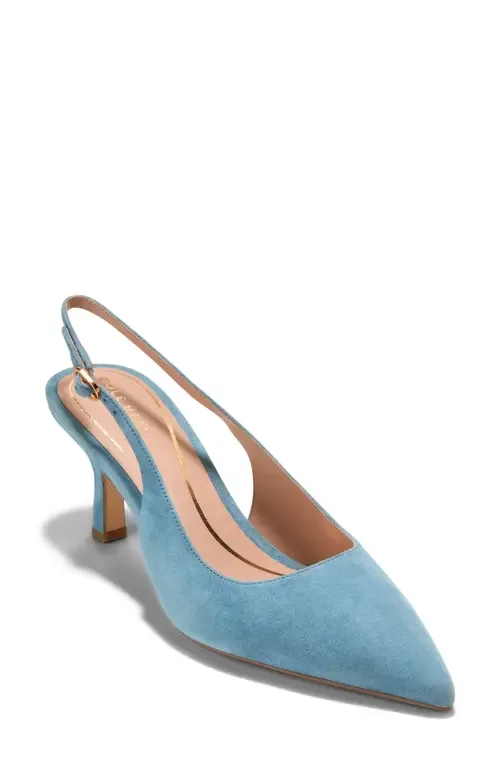 Hansell Slingback Pointed Toe Pump in Provincial Blue Suede by Cole Haan