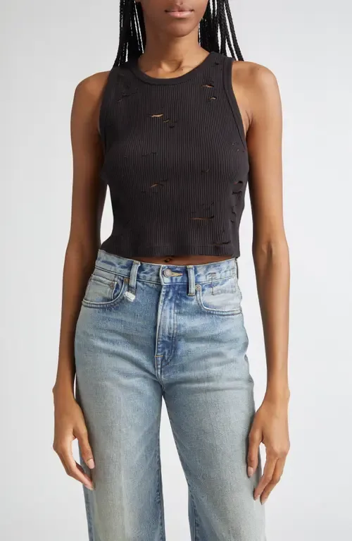 Distressed Cotton Crop Tank by R13