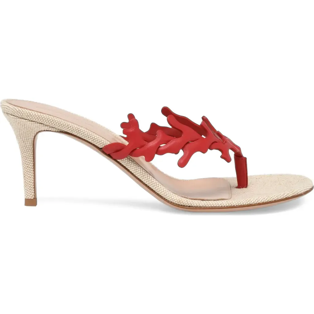 Ocean Thong Sandal in Red Nappa by Gianvito Rossi