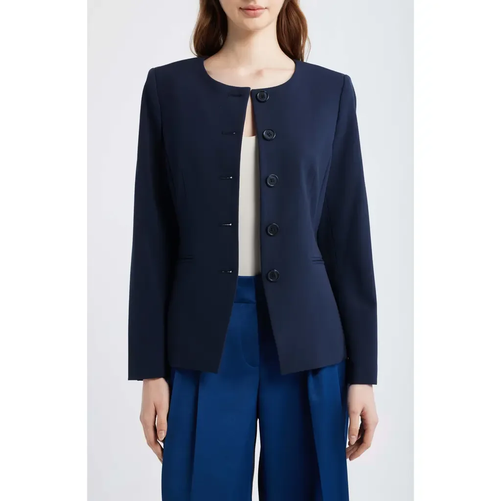Collarless Button Jacket by Tahari ASL