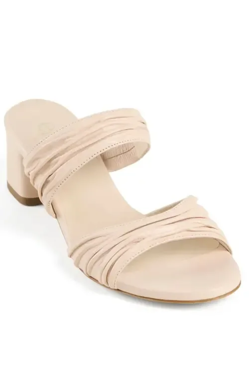 Sophia Sandal Leather Block Mid-Heel Mules by Elizée