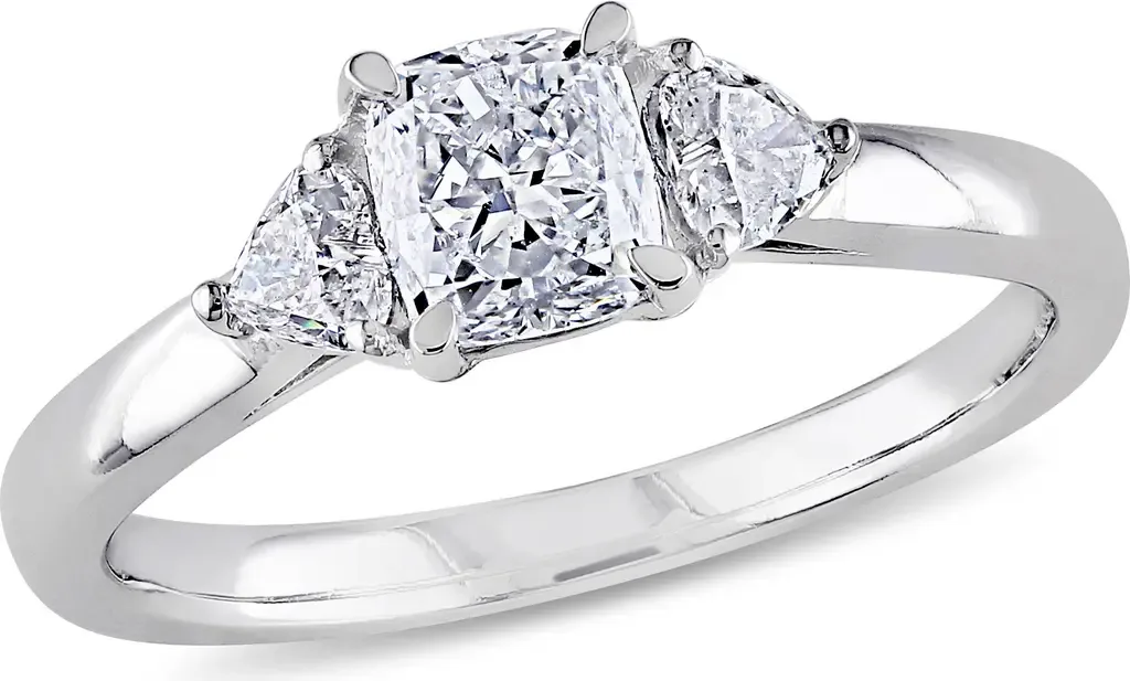 Diamond Cushion 3-Stone Ring 14k by Julianna B.