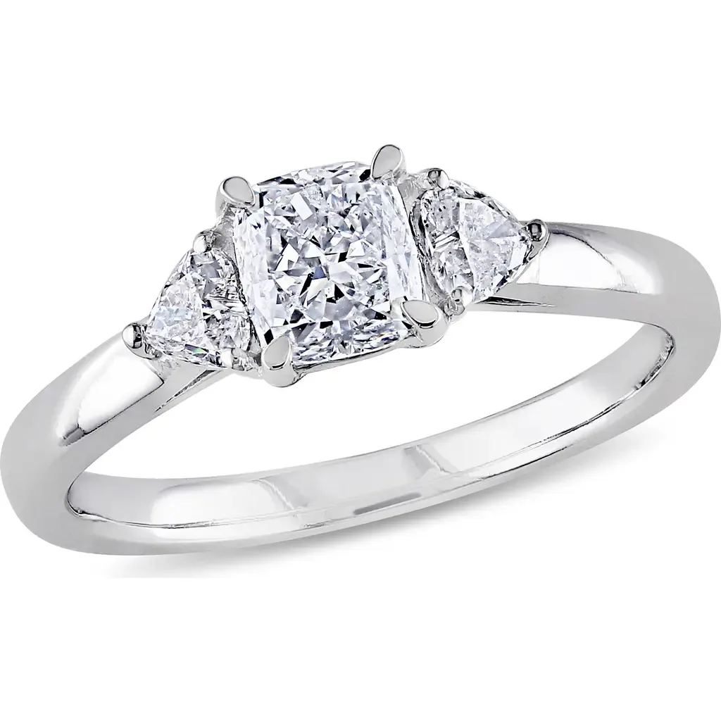 Diamond Cushion 3-Stone Ring 14k by Julianna B.