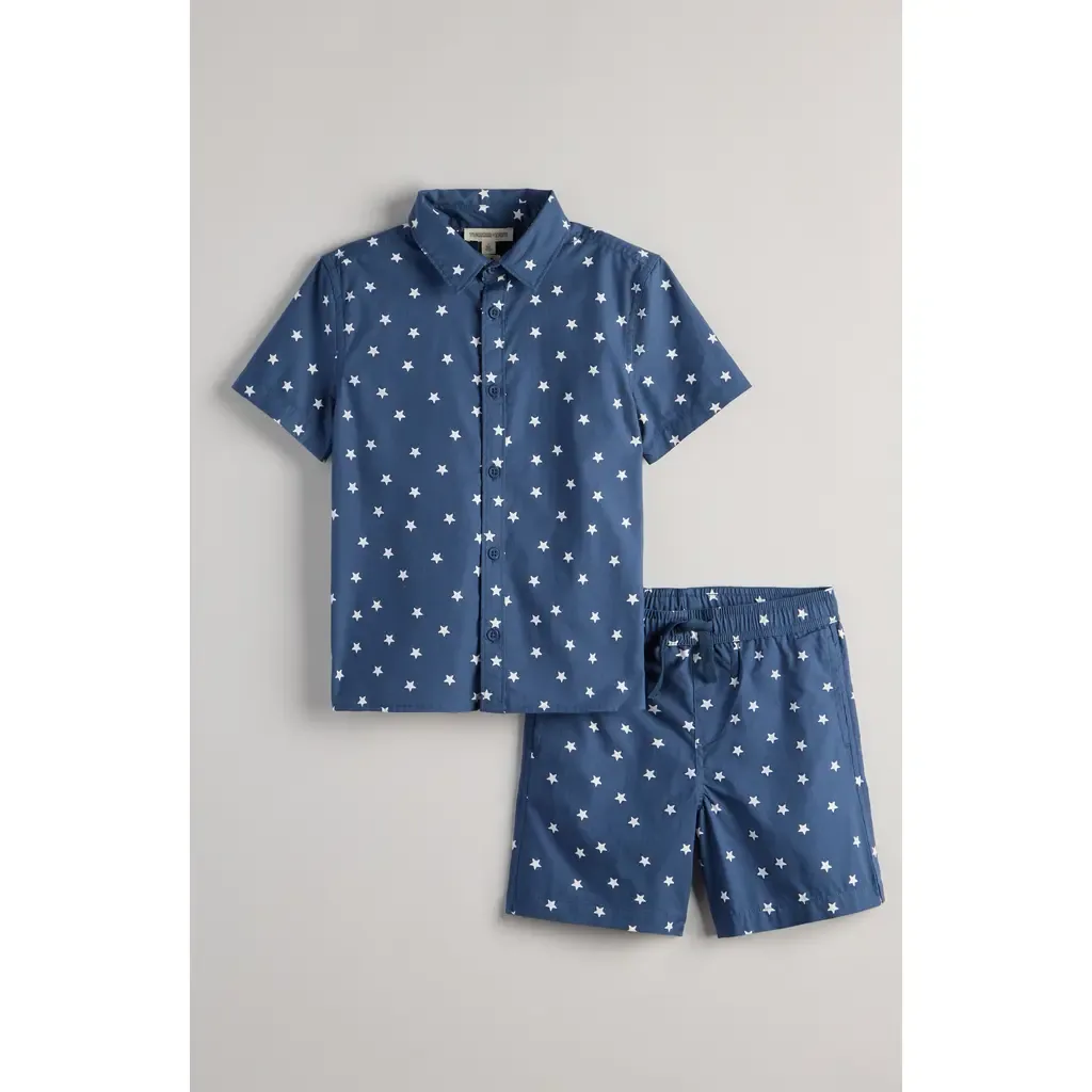 Print Short Sleeve Button-Up Shirt & Shorts Set by Tucker + Tate