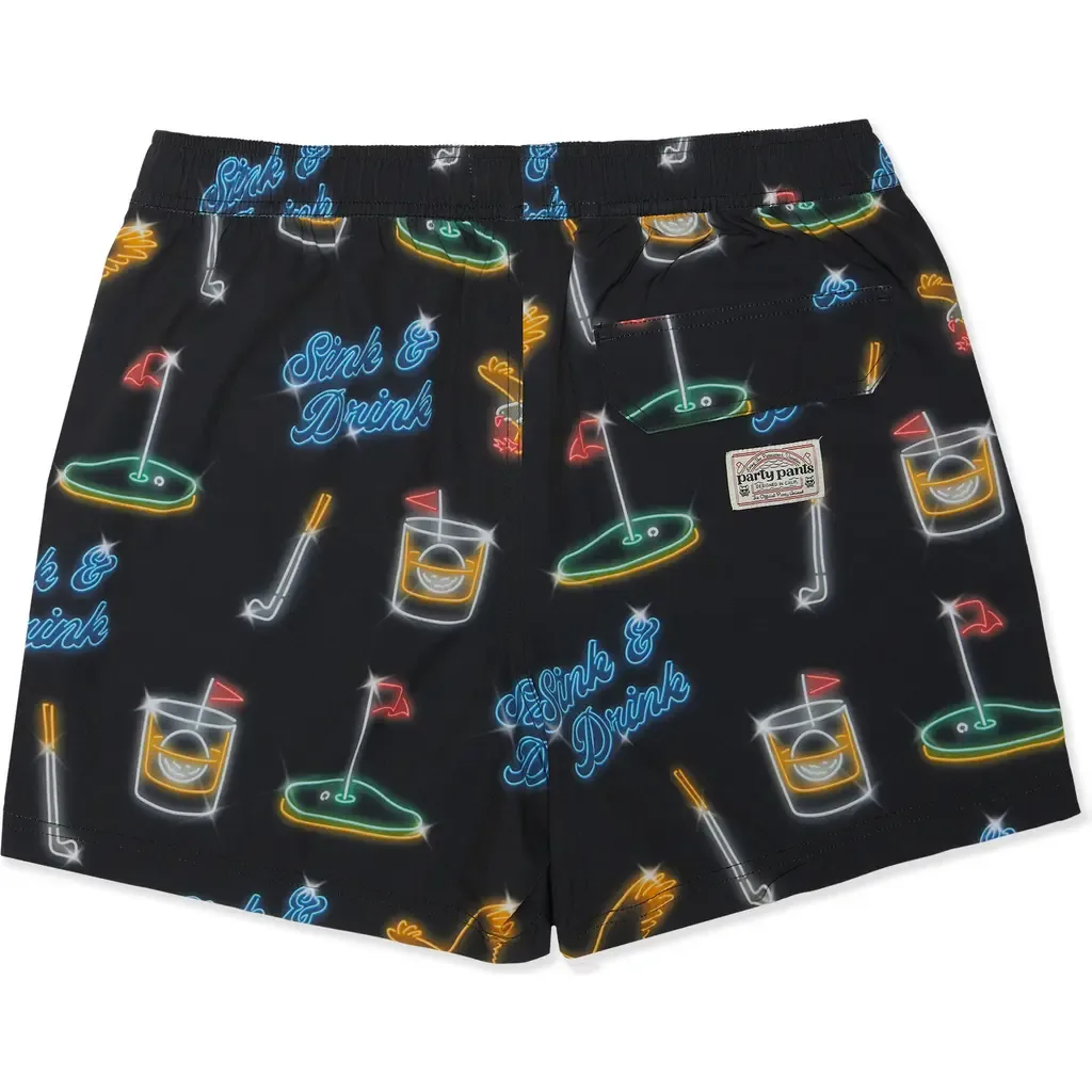 Sink N' Drink Happy Hour 5-Inch Swim Trunks by Party Pants