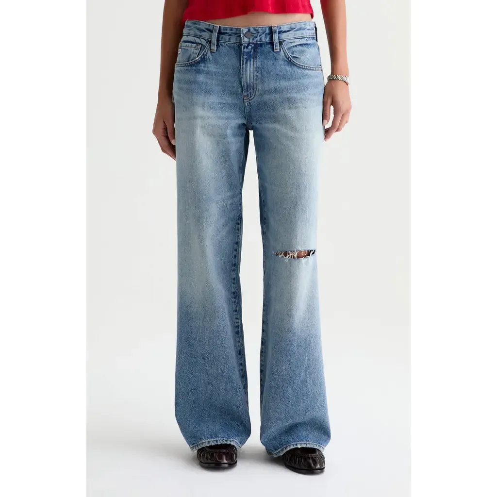 Adria Ripped Low Rise Baggy Wide Leg Jeans by AG