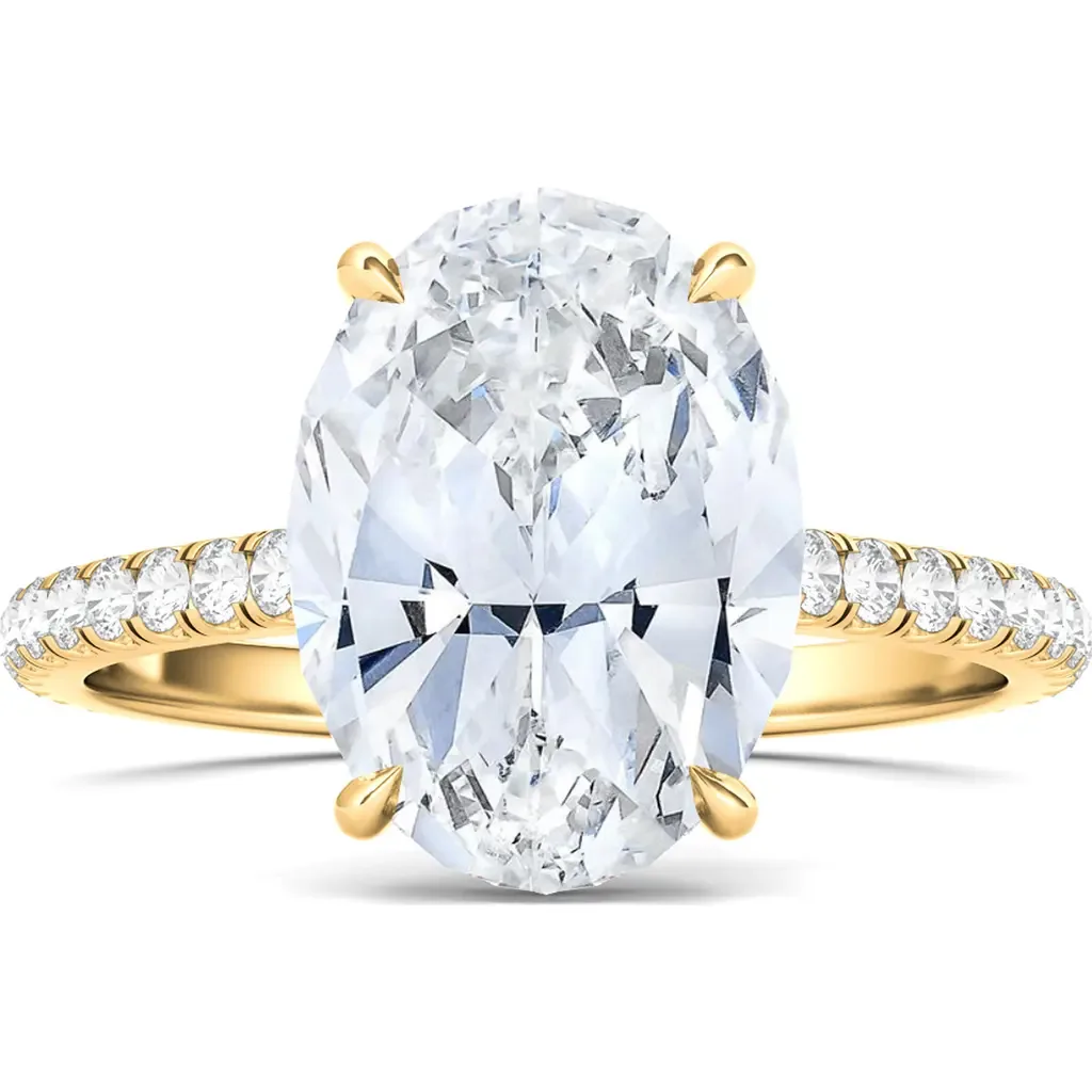 Oval Cut Pavé Lab Grown Diamond Ring in 3.00 Ctw 18K Yellow Gold