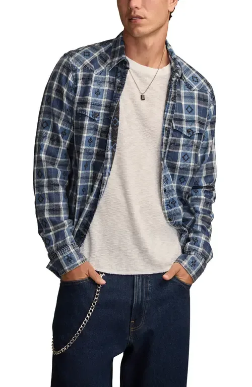 Plaid Cotton Dobby Snap-Up Western Shirt by Lucky Brand
