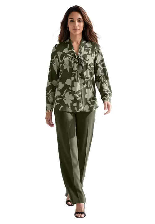 Long Sleeve Bow Blouse by Roaman's