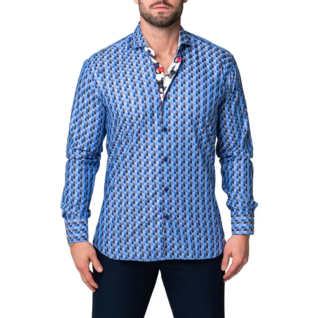 Einstein Burn Blue Button-Up Shirt by Maceoo