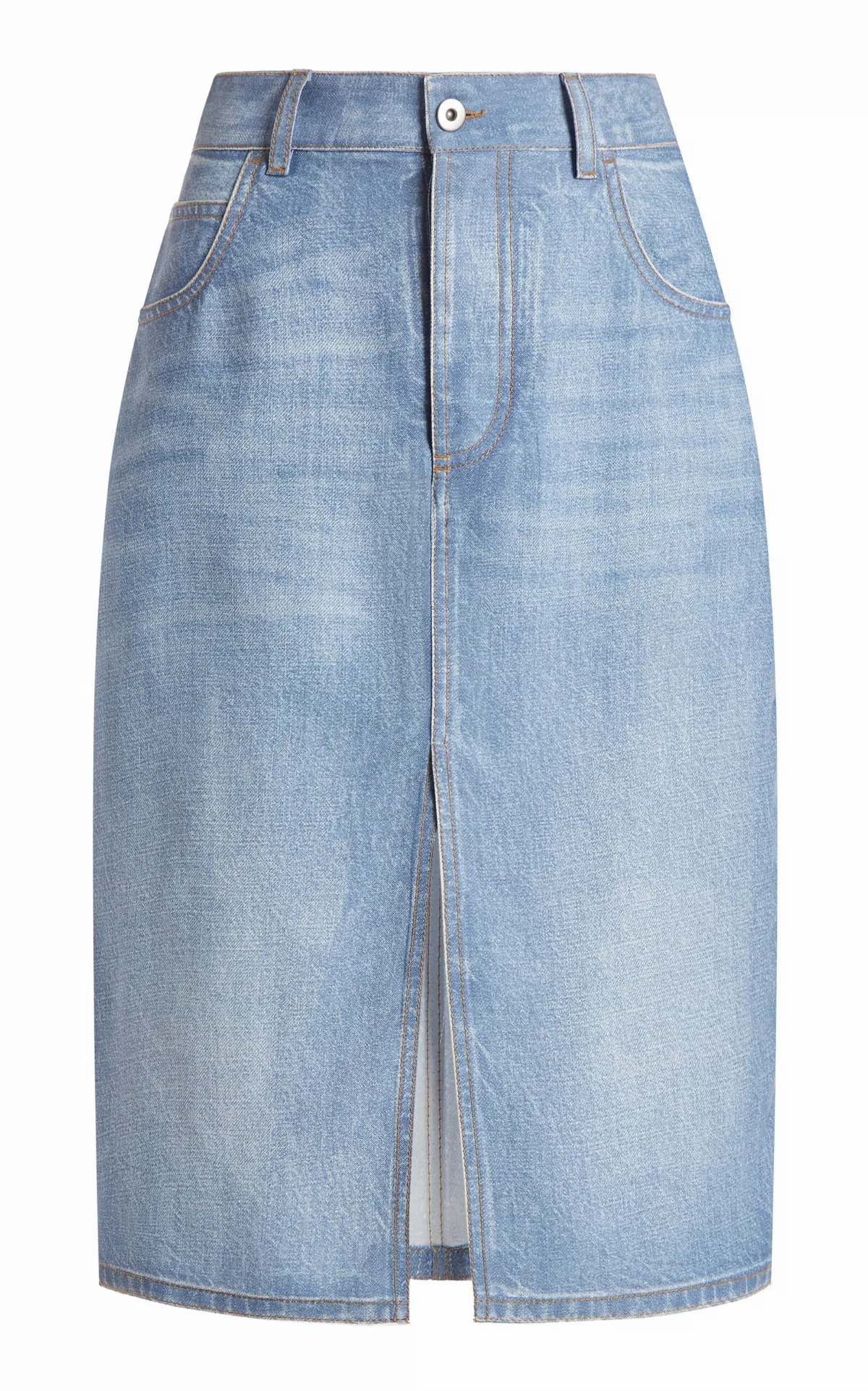 Denim-Printed Midi Skirt by Bottega Veneta